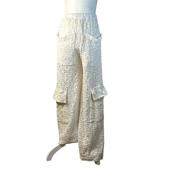 Agua Bendita Maca Pants in Beige Small New Womens Crochet Cover up - Picture 7 of 16